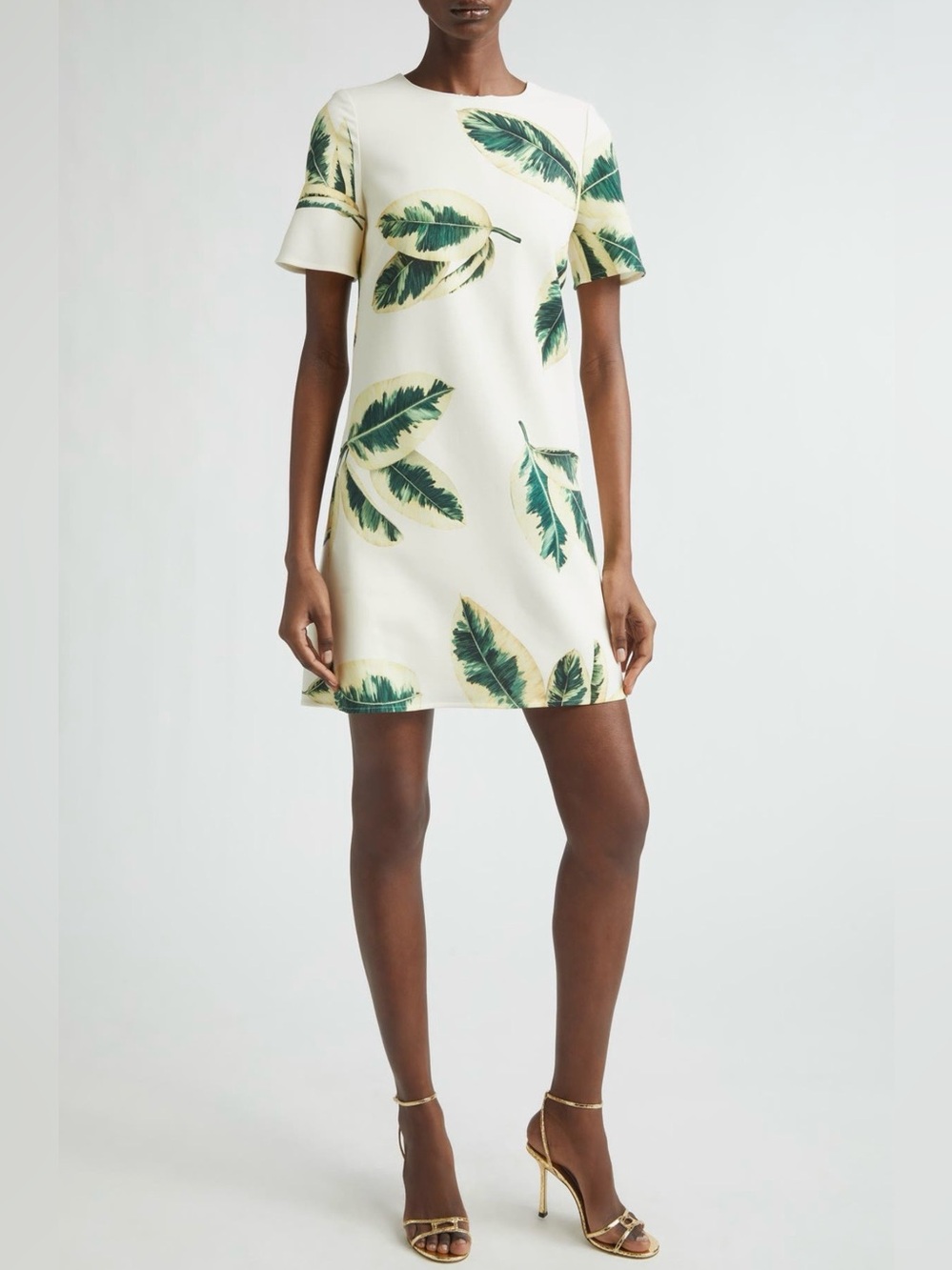 NWT Authentic Oscar de la Renta Ficus Leaves Wool Blend Shift Dress Size 6